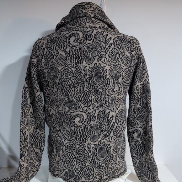 Mary Wool Blend Floral Print Cardigan Funnel Neck Sweater sz L - Picture 9 of 14